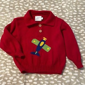 Red collared sweater airplane 3T